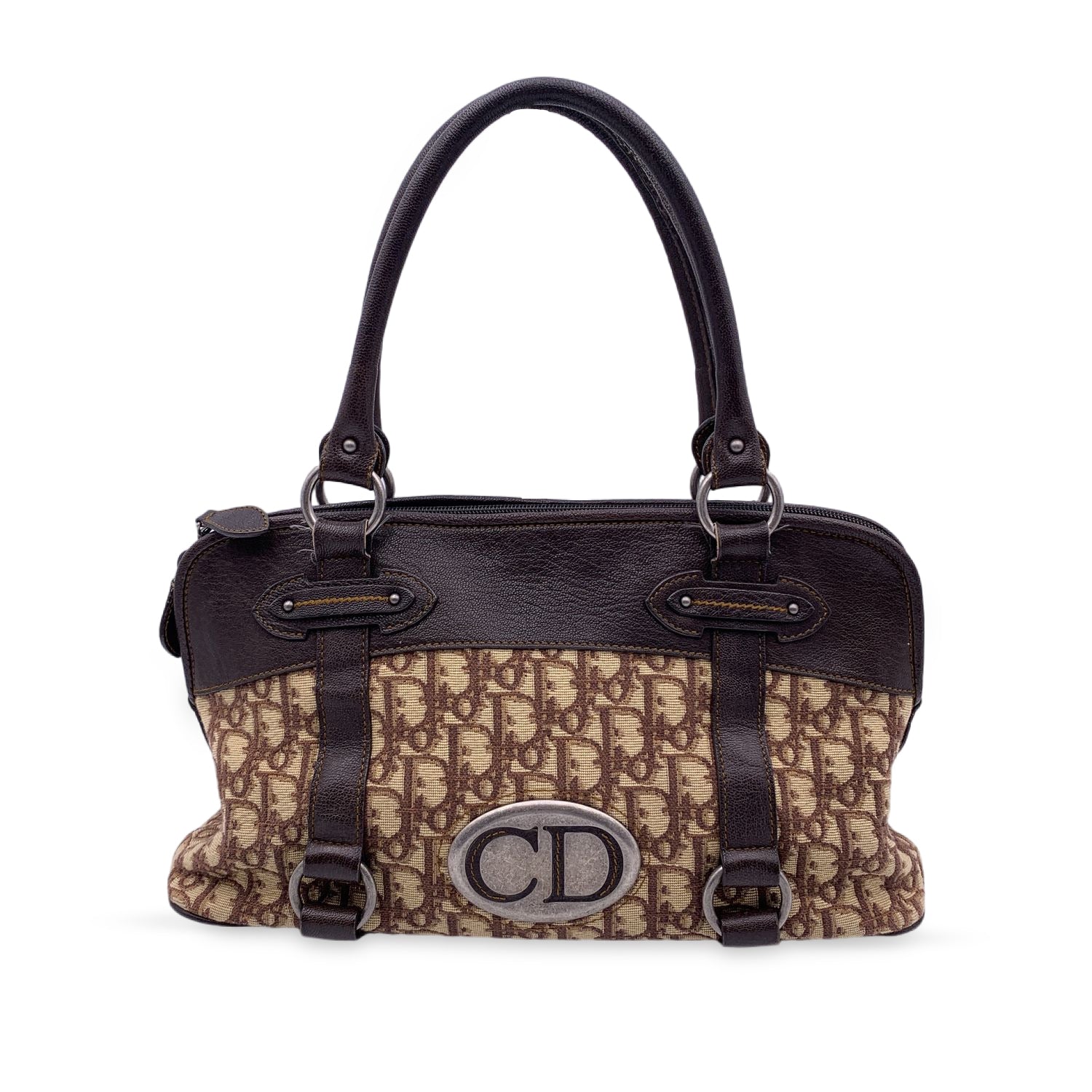 Christian Dior Vintage Brown Trotter Canvas Shoulder Bag 