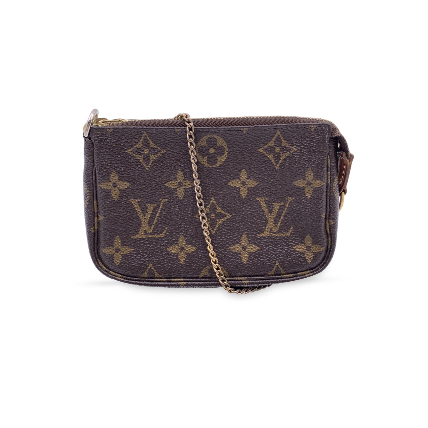 Louis Vuitton Monogram Pouch Pochette Wristlet Strap New, Dust Bag