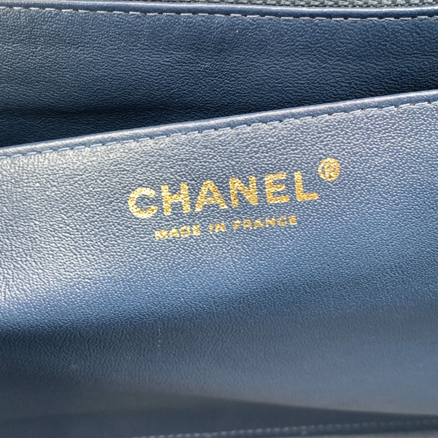 CHANEL - Classic 08 Single Flap Bag - Blue Quilted Lambskin Maxi