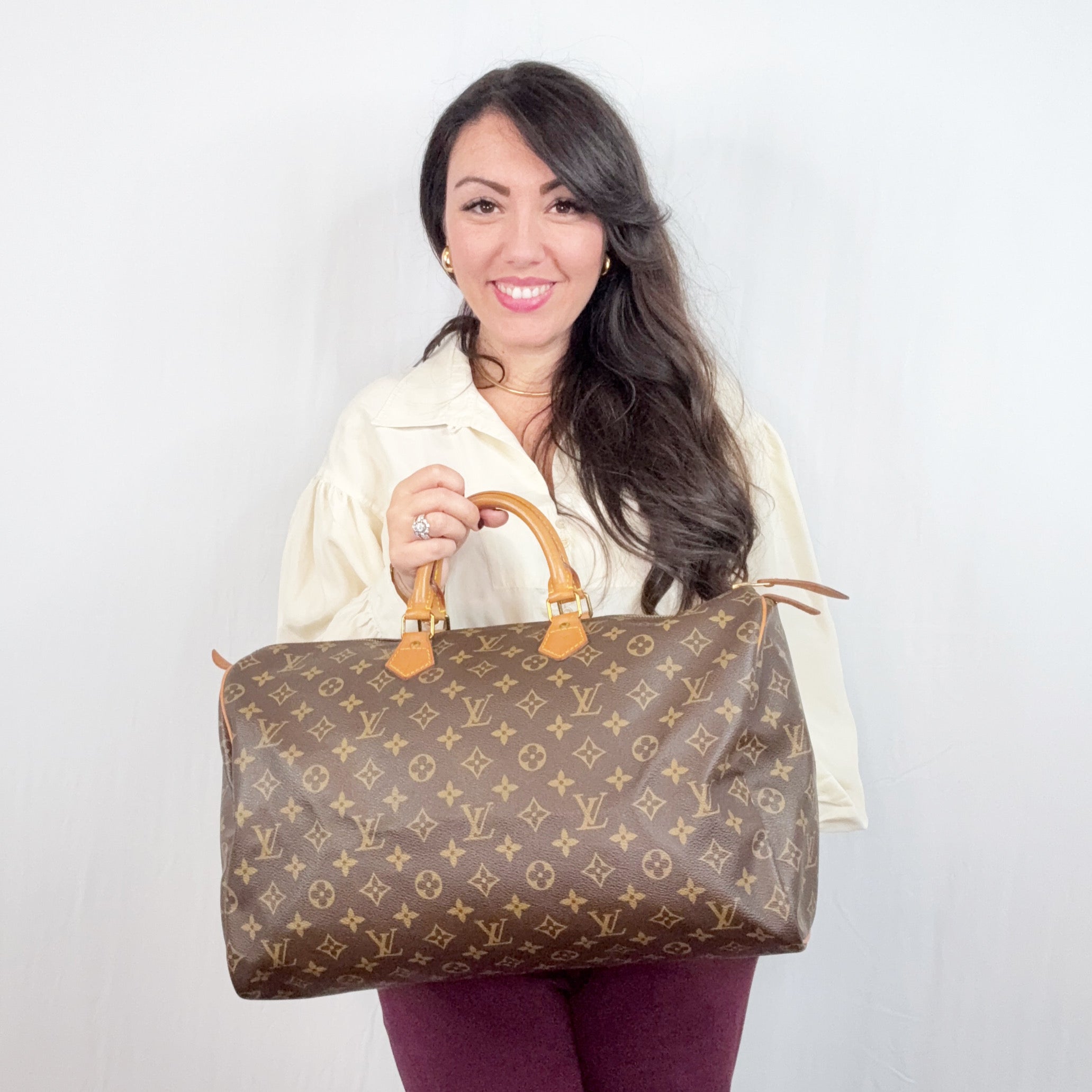 Borsa a tracolla Louis Vuitton Vintage Canvas Monogram Speedy 40