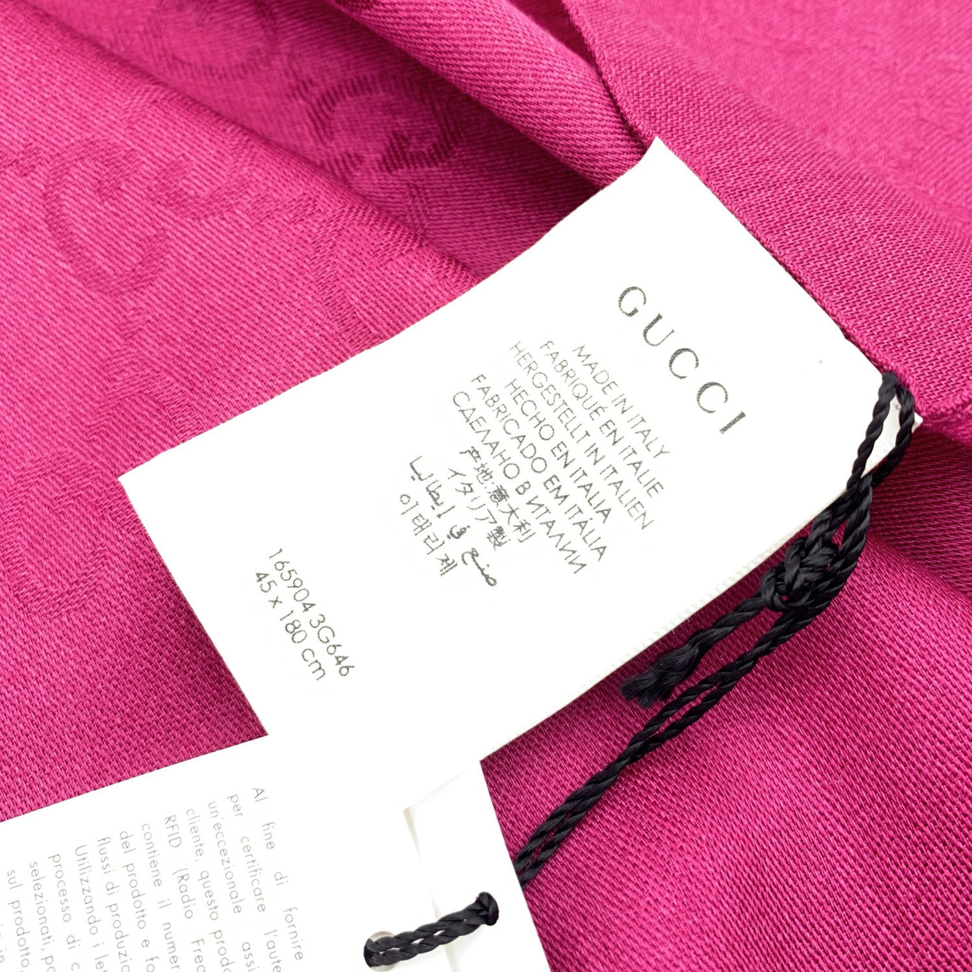 Gucci Red Magenta GG Monogram Wool and Silk Scarf Stole 45x180 cm