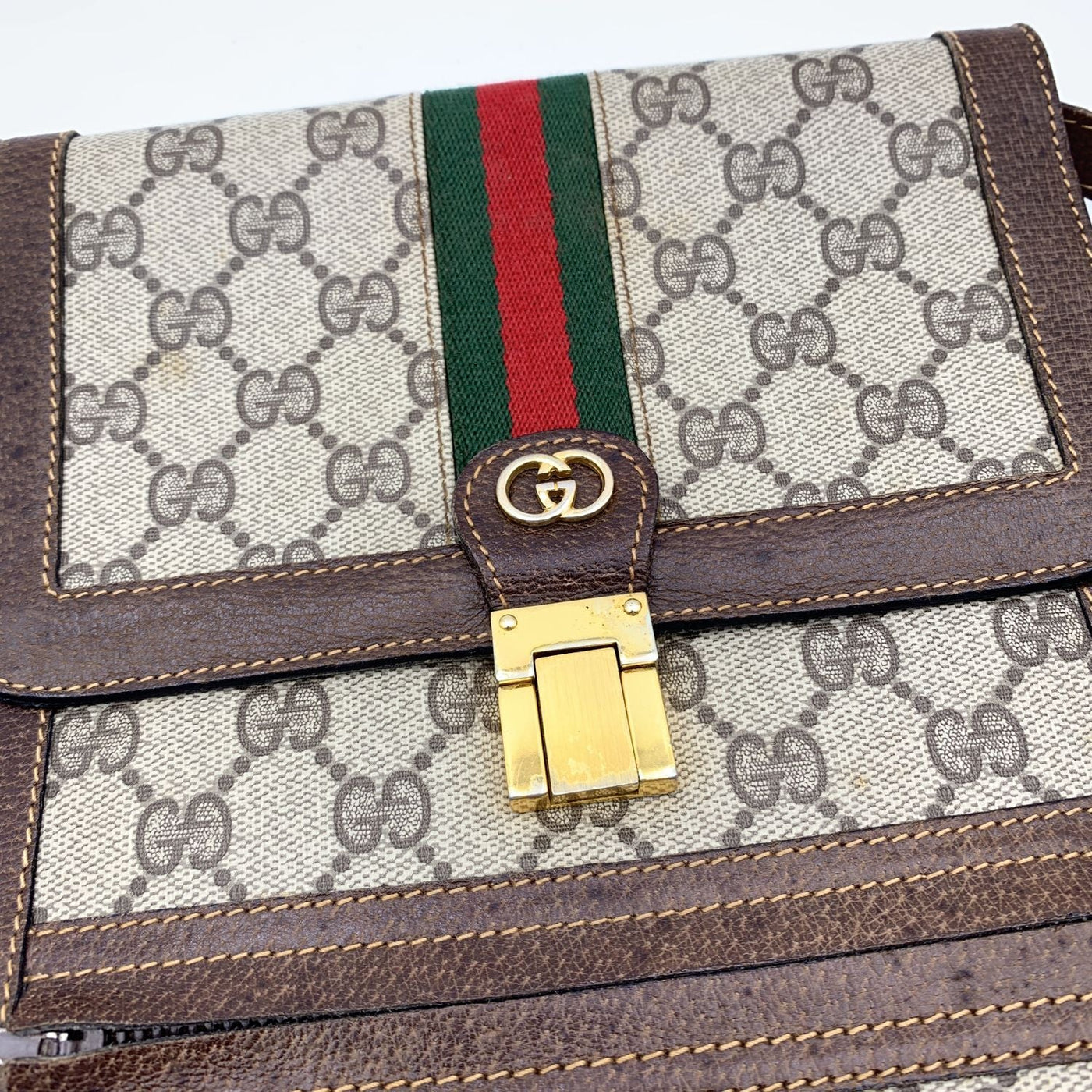 Gucci Vintage Monogram Canvas Vertical Shoulder Bag with Stripes – OPA  Vintage