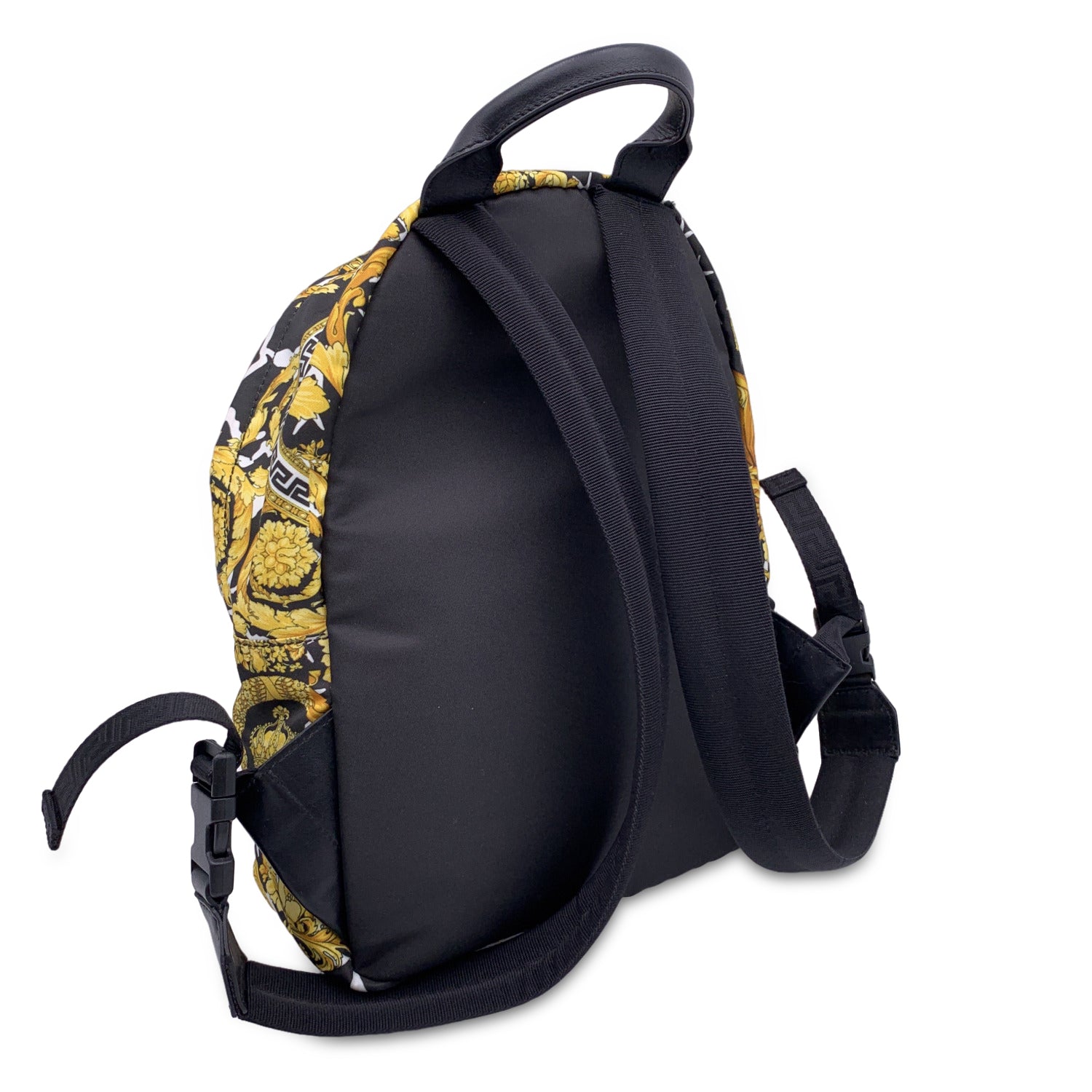 VERSACE Baroque Print Nylon Medusa Backpack Bag Black