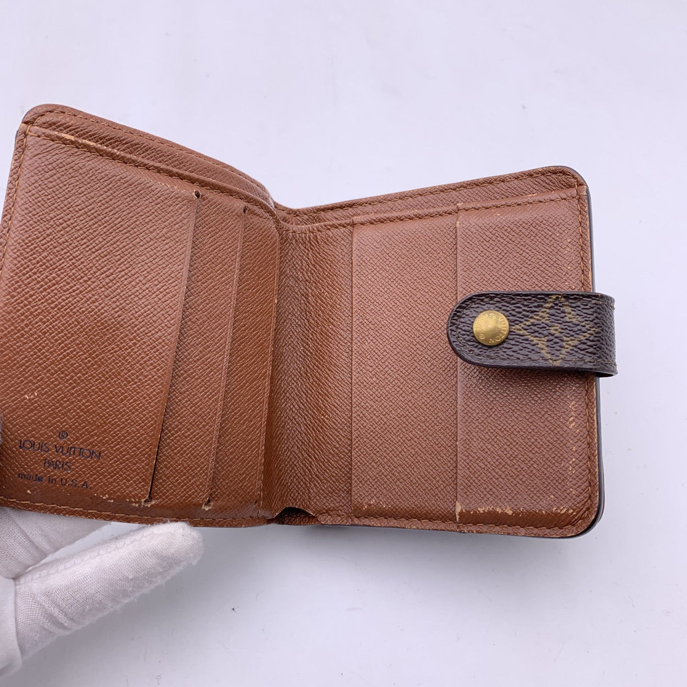 Louis Vuitton Vintage Brown Monogram Canvas Zip Compact Wallet