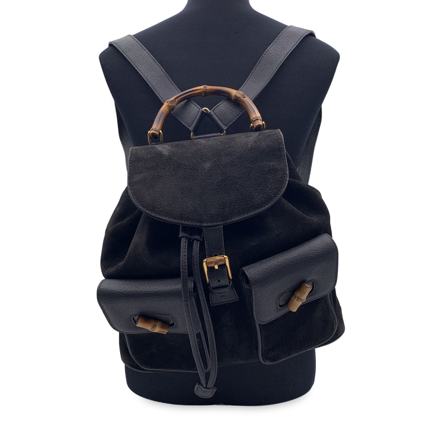 GUCCI SIGNATURE LEATHER WEB NAVY BACKPACK - CRTBLNCHSHP