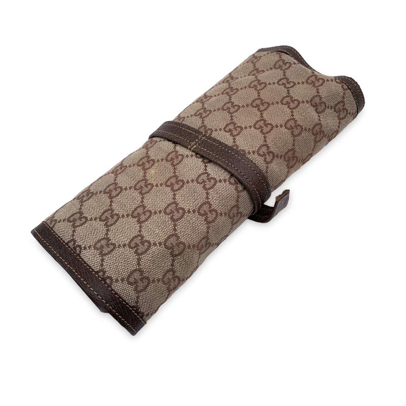 Authentic Gucci Vintage Monogram Canvas Jewelry Roll Holder Travel