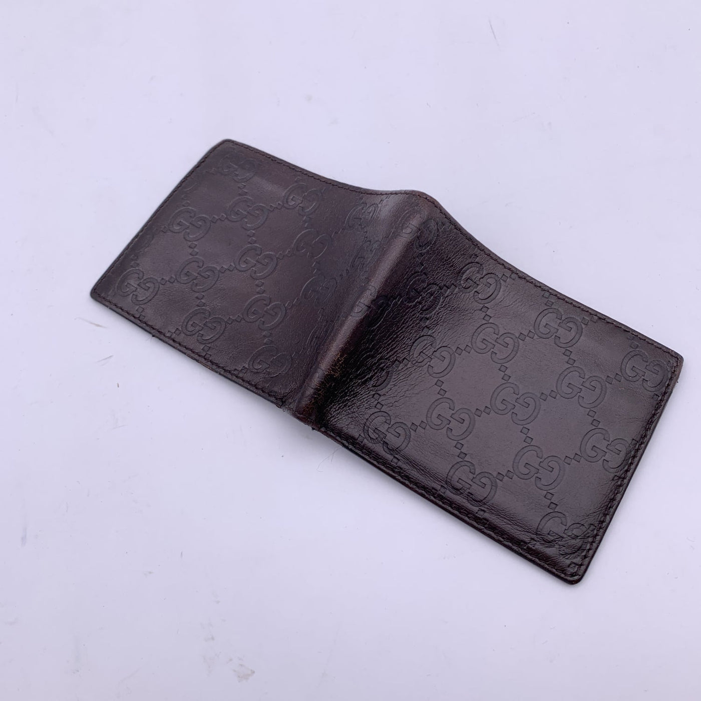 GUCCI VINTAGE GUCCISSIMA GG MONOGRAM LEATHER WALLET MEN BROWN ITALY