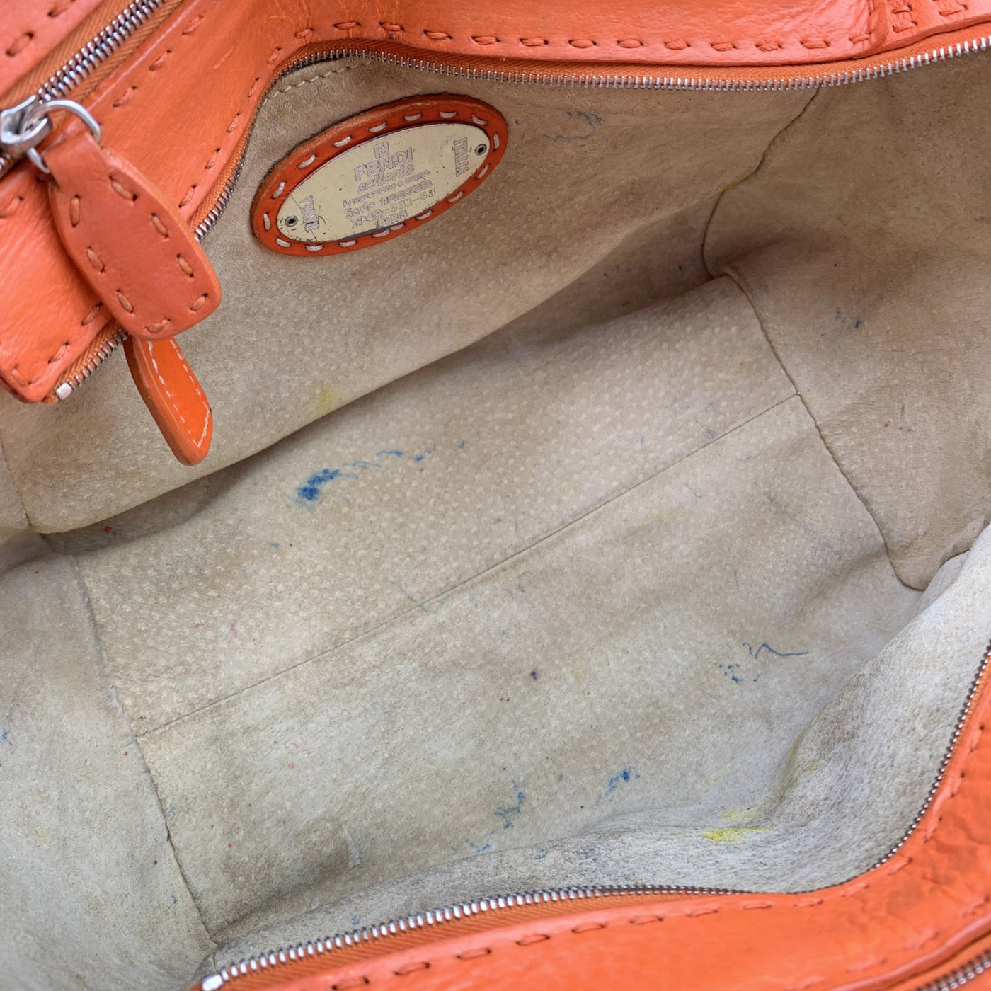 Fendi Selleria Orange Leather Small Tote Handbag Satchel