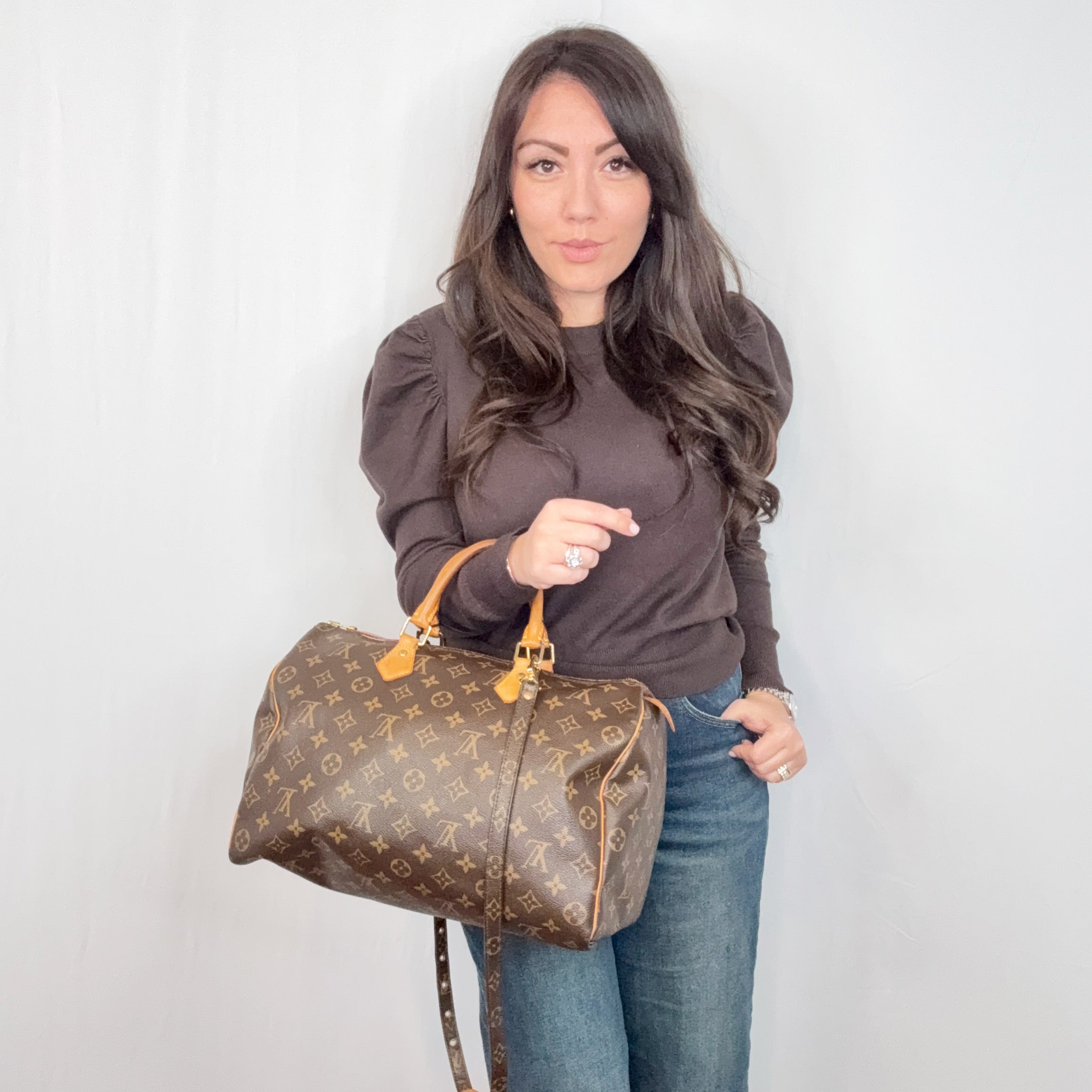 Borsa a bandoliera Speedy 35 in tela monogramma Louis Vuitton