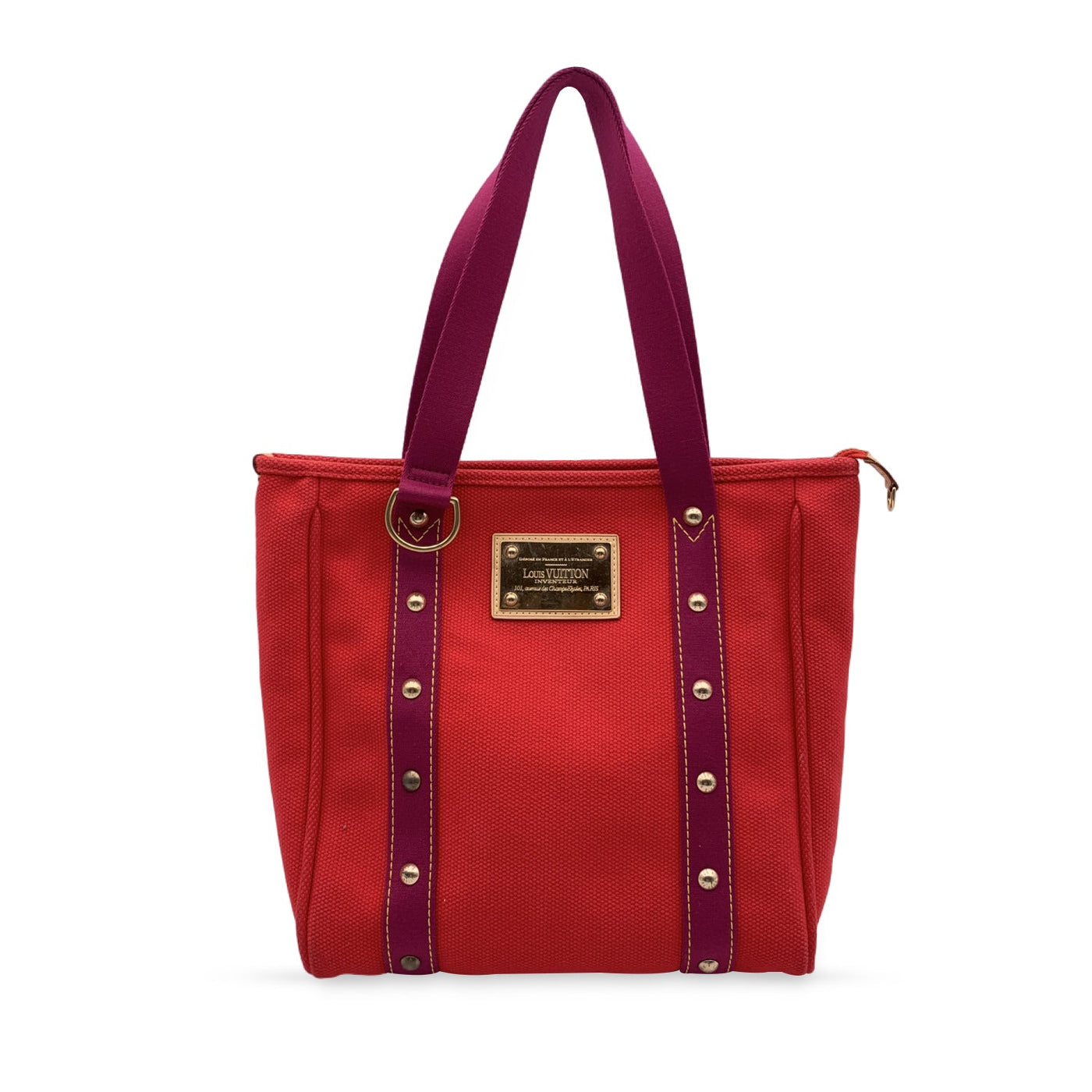 Red Louis Vuitton Antigua Cabas MM Tote