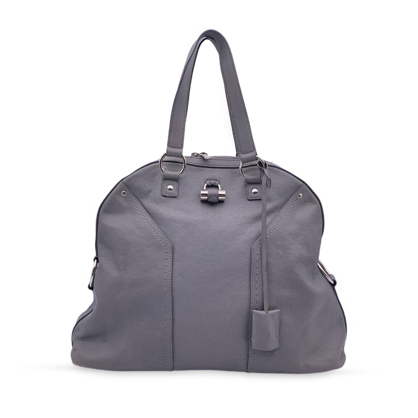 Yves Saint Laurent Muse Two Large Model Handbag in Grey Leather and