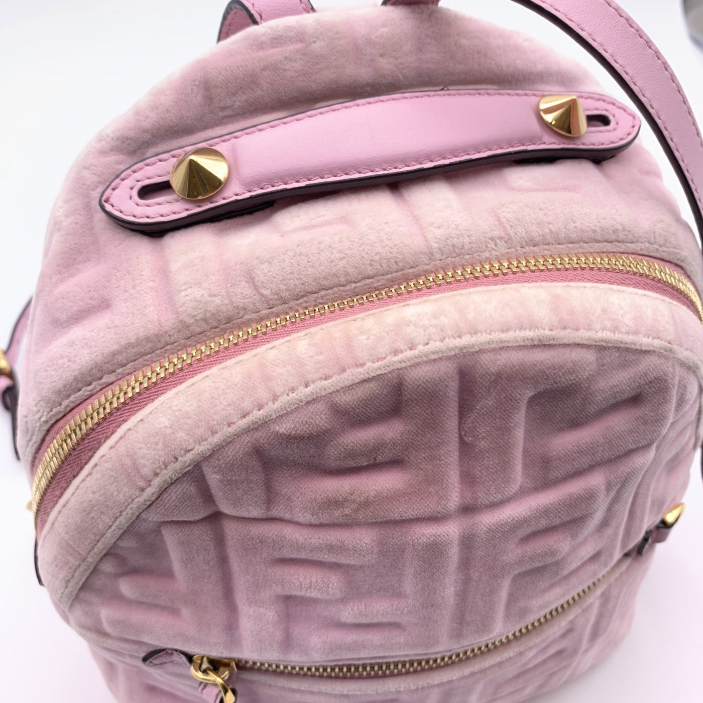 Fendi Mini Boston Embossed Ff Velvet Bag in Pink