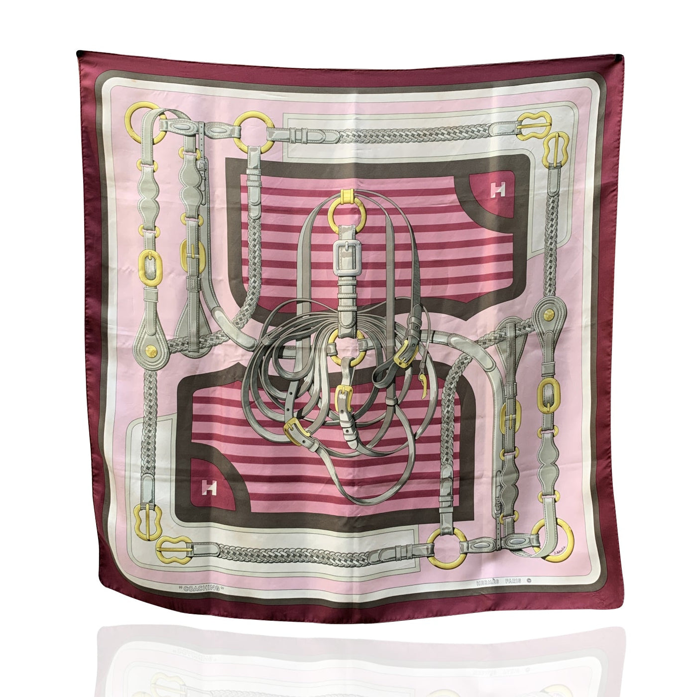 Hermes Coaching Vintage Silk Scarf Pillow