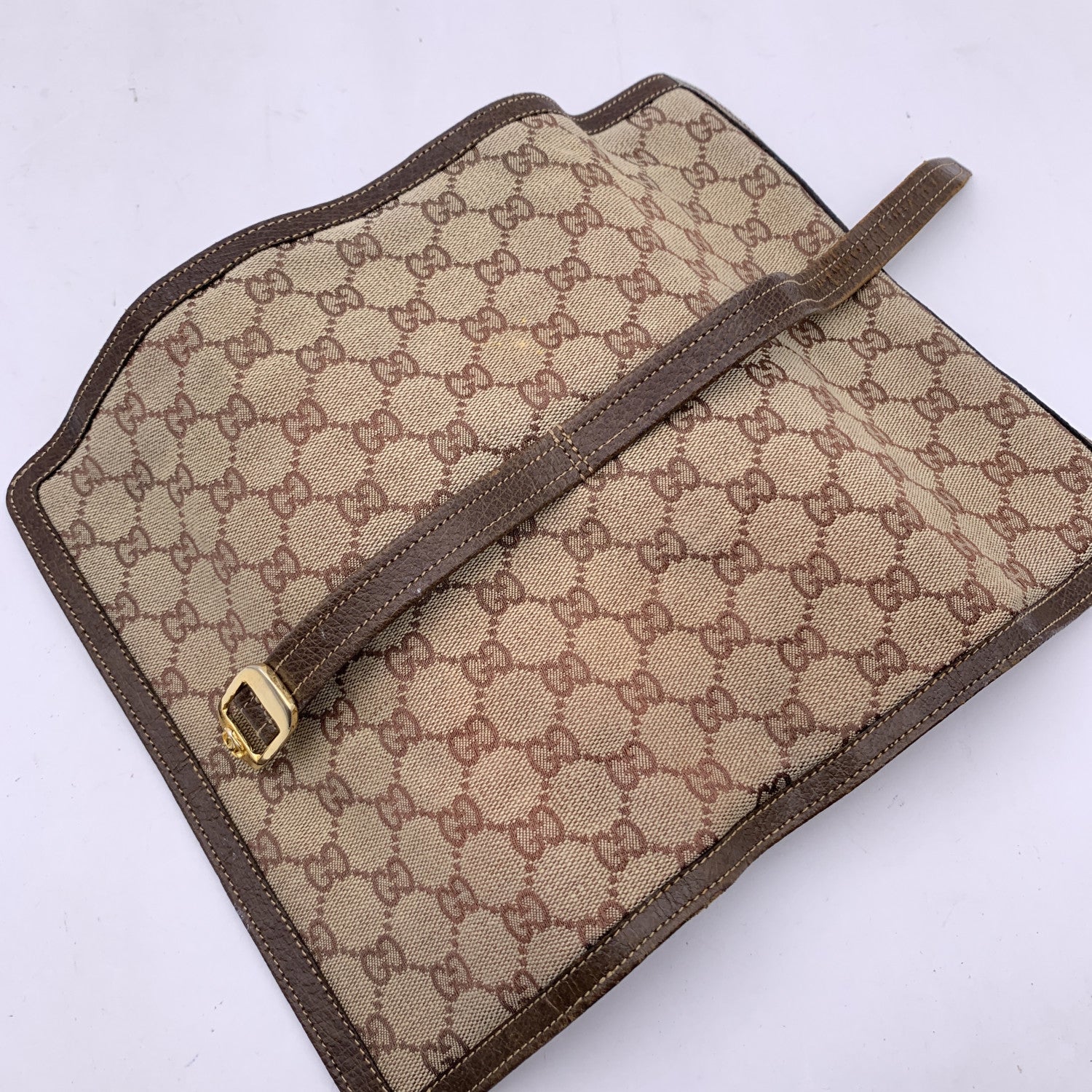 Authentic Gucci Vintage Monogram Canvas Jewelry Roll Holder Travel