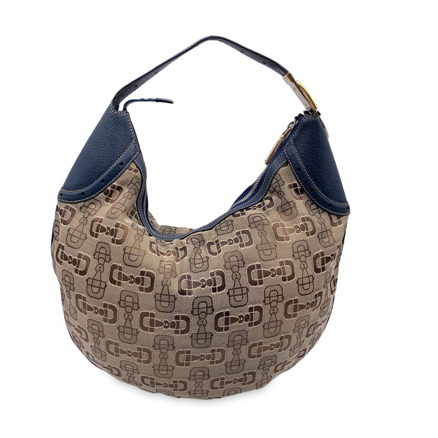 Gucci Beige Canvas Horsebit Print Glam Hobo Shoulder Bag – OPA Vintage