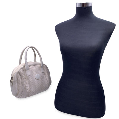 Fendi Vintage White Woven Leather Handbag Bag Satchel