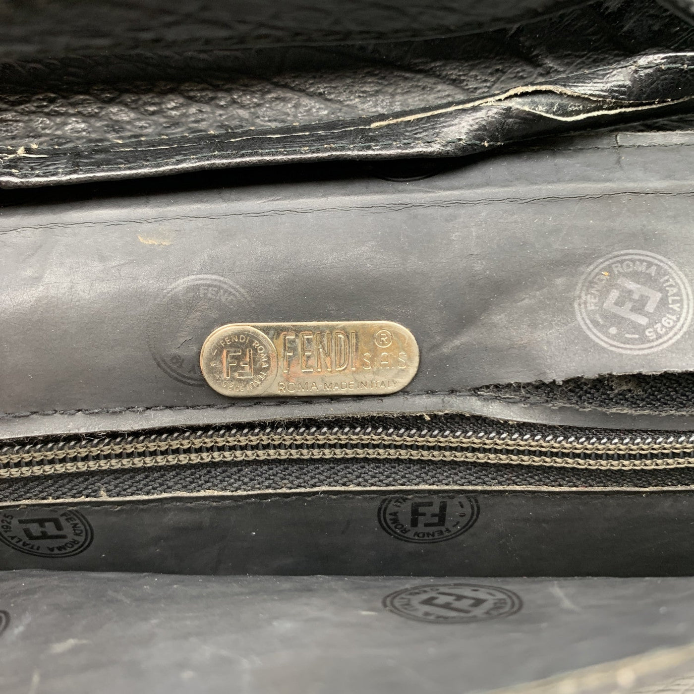 Fendi Vintage Black Embossed Portfolio Envelope Clutch Bag with Strap – OPA  Vintage