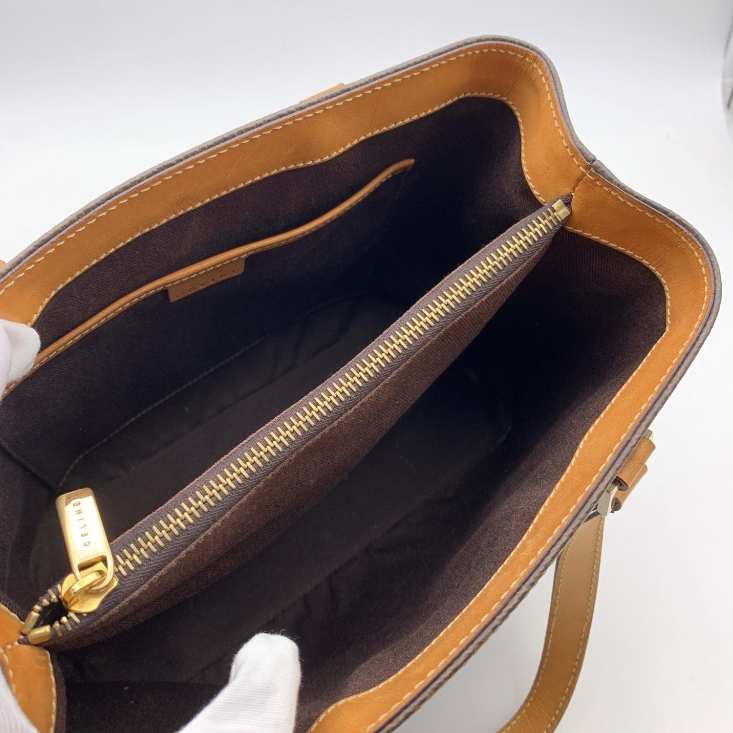 Celine Vintage Brown Macadam Canvas Small Tote Shoulder Bag – OPA Vintage